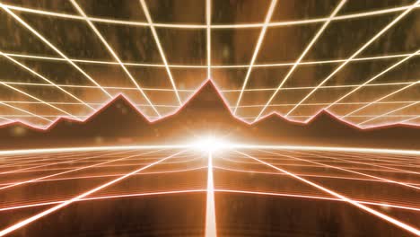 Retro-80s-VHS-tape-video-game-intro-landscape-vector-arcade-wireframe-mountains
